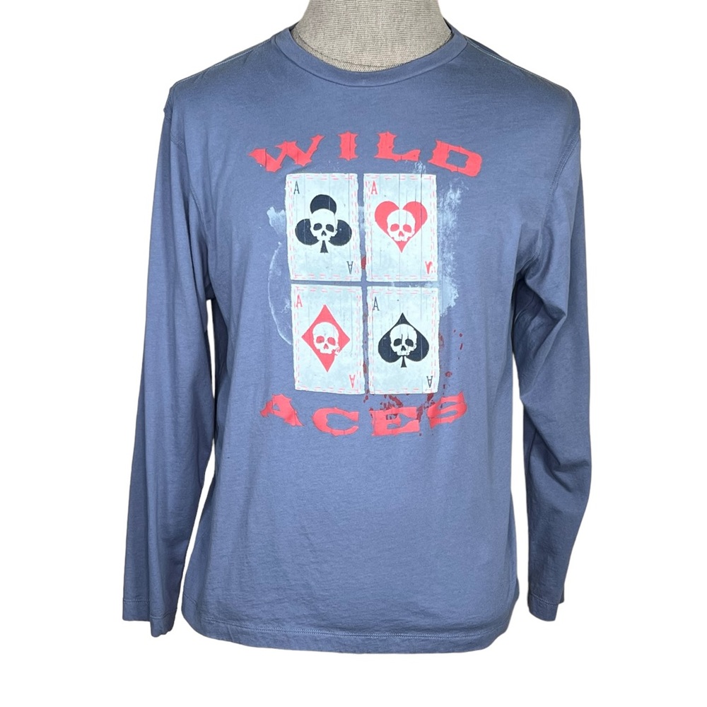 Cremieux Premium Denim “Wild Aces” Card Shark Long Sleeve T-Shirt Large EUC
